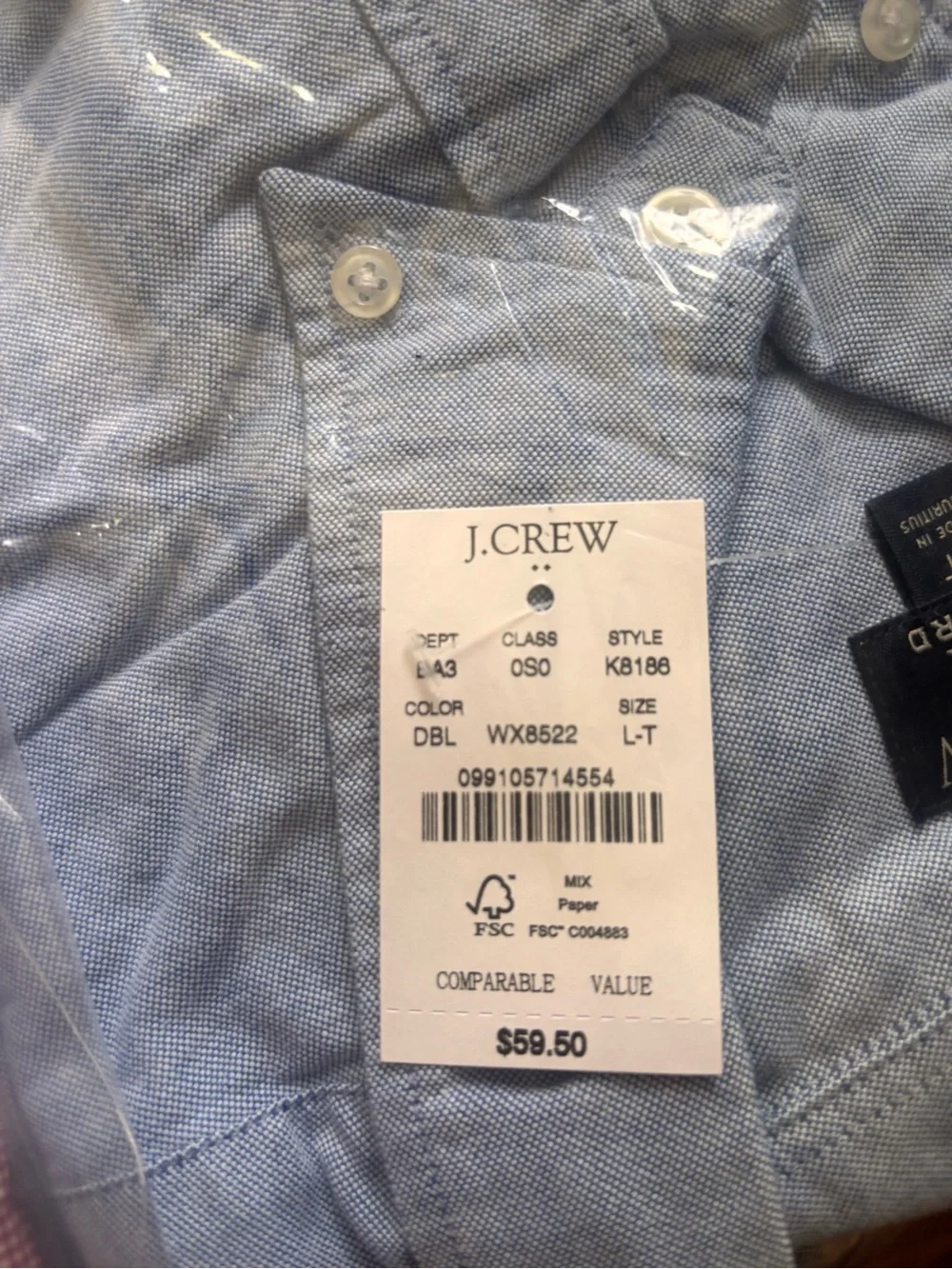 J. Crew Men’s Blue, Light Blue Plaid & Red Button-Down Shirt Pack Bundle - Large